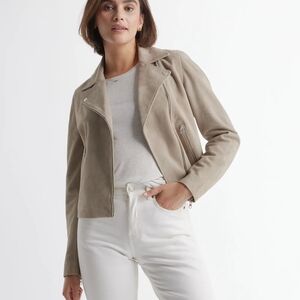 Quince Women's Gray 100% Goat Suede Leather Jacket Size Small New